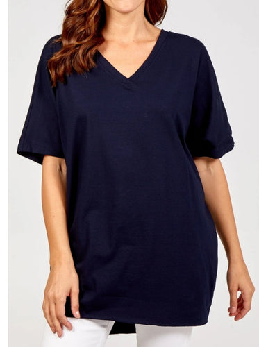 Navy V front and V back T-shirt