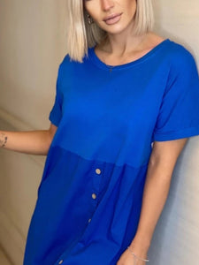 Baby blue Cotton button T-shirt Dress