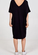Load image into Gallery viewer, Black V T-shirt Dress