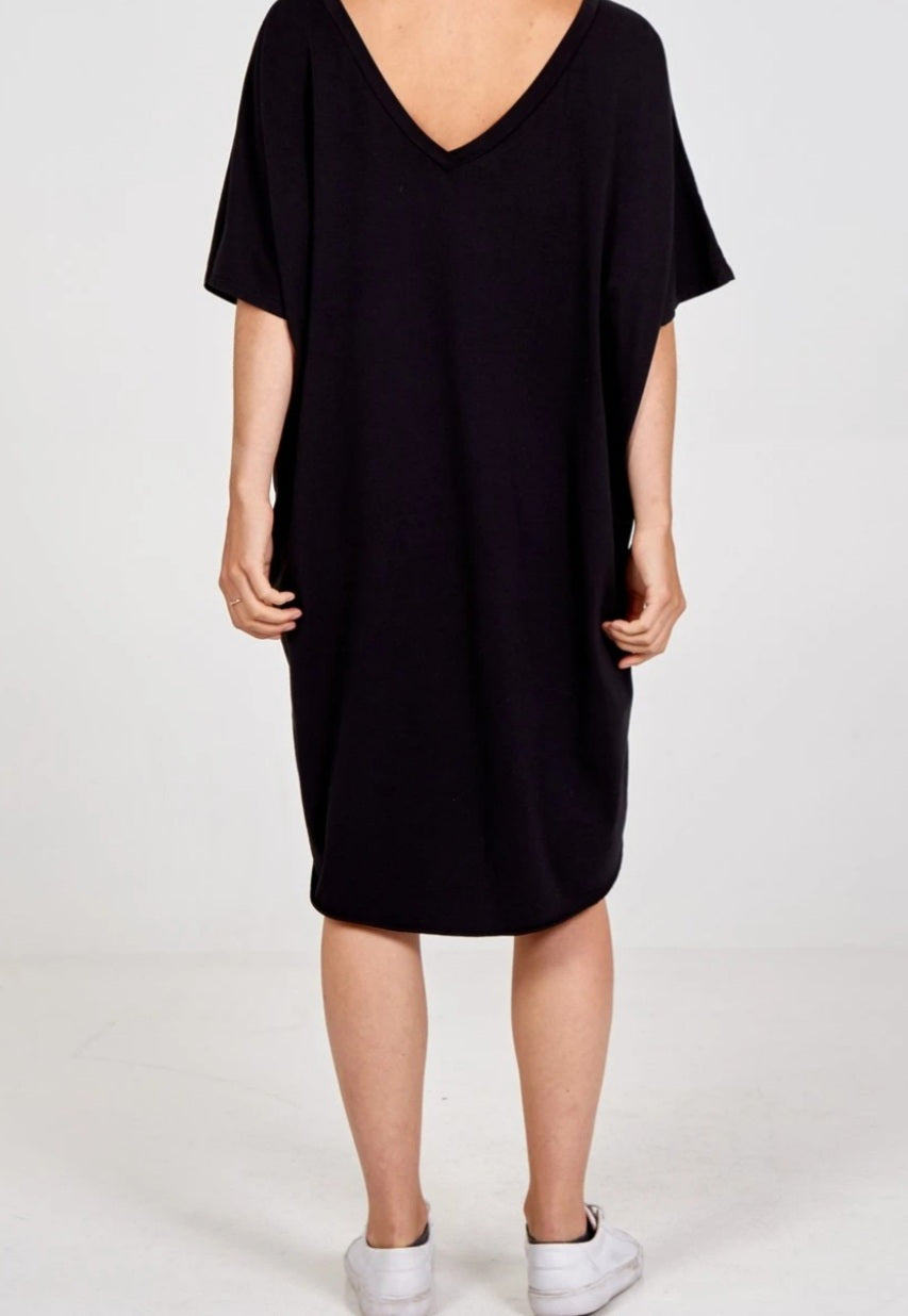 Black V T-shirt Dress
