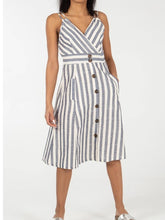 Load image into Gallery viewer, Denim cross over stripe Dress