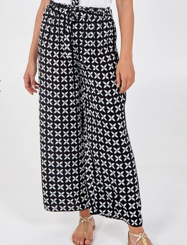 Black Geo Print Trousers