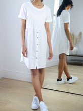 Load image into Gallery viewer, Baby blue Cotton button T-shirt Dress