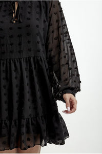 Black chiffon layered dotted Dress