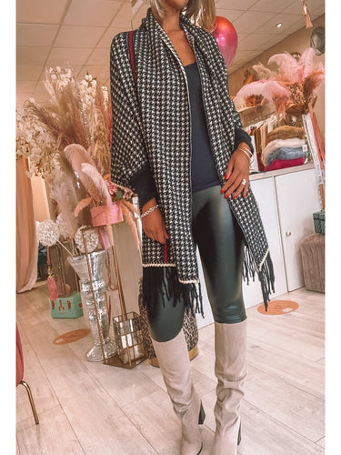 Checked sleeve Shawl