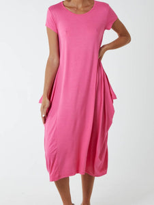 Leona Pink cap sleeve Maxi Dress