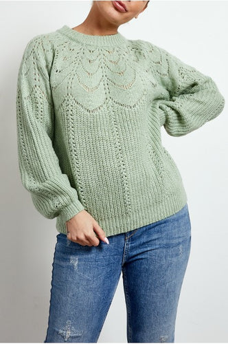Green detail wool blend Jumper